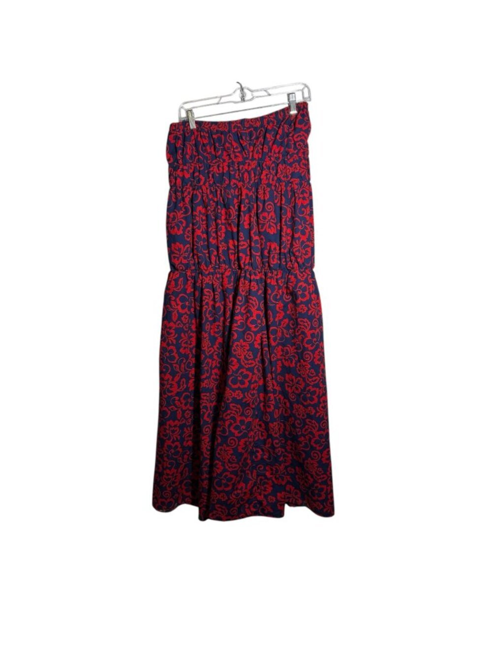 Anthropologie Sundry ALoha Navy & Red Floral Strapless Maxi Dress With Smocked 2 - Picture 2 of 8